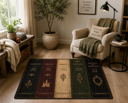 Classic Literary Book Spine Rug